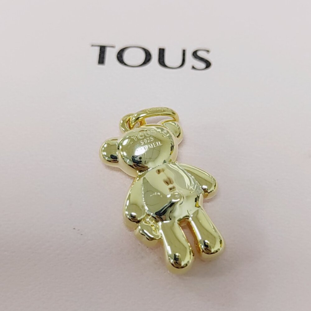 TOUS Charm Kulon Teddy Bear 925 Sliver for Necklace / Choker Dangle Gold - Picture 2 of 3